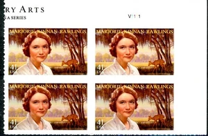 Marjorie Kinnan Rawlings MNH Numbered Plate Block of 4 UR PL V1111 Scott's 4223 - Picture 1 of 2