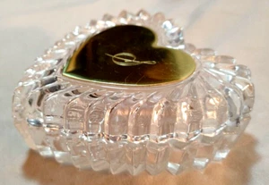 Glass Heart-Shaped Jewelry Box With Engraved Cursive Letter "S" - As Is - Picture 1 of 5