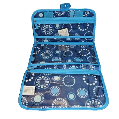 NEW Avon Hanging Makeup Organizer Trifold Blue Stripe Bag Tote 20" Sealed - Image 1 of 4