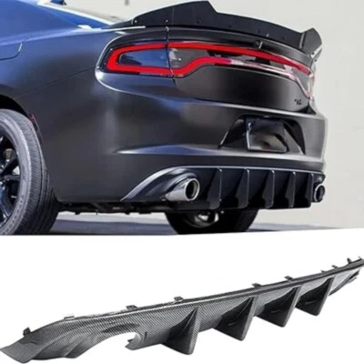 Carbon Fiber Style For 15-23 Dodge Charger Rear Diffuser Bumper Lip Spoiler - Imagem 1 de 4