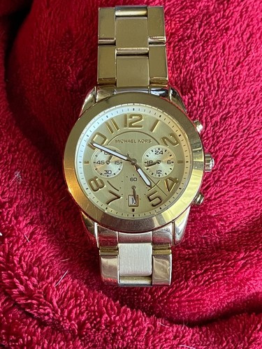 Orologio da polso Michael Kors unisex MK5726 Mercer oro cronografo funziona batteria nuova