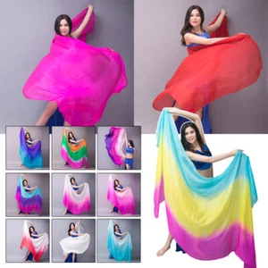 Belly Dance Mulberry Silk Scarf Shawl Belly Dance Stage Dyed Gradient Color Veil - Picture 1 of 33