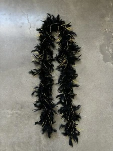 Black & Gold Feather Boa one size - Picture 1 of 5