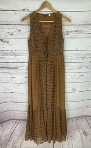 Mint Velvet Maxi Dress 8 Ochre Animal Print Glitter Sleeveless Boho BNWOT - Picture 1 of 9