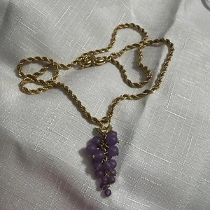 Estate Find What A Treasure Amethyst Crystals Vintage Rope 22 Inch Necklace! - Picture 1 of 4