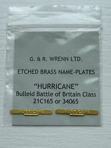WRENN Etched brass model railway Name Plates 'HURRICANE' - ready for painting!! - Foto 1 di 2