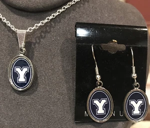 Brigham Young Cougars Dangle Earrings And Necklace  Set  NCAA Licensed Jewelry - Picture 1 of 3