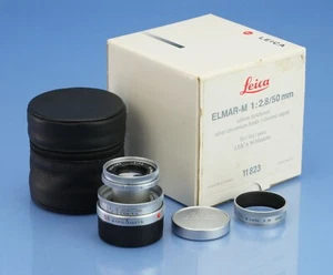 LEICA ELMAR-M 50MM F2.8 11823 PLATA CROMO LATÓN CUERPO LENTE + CAJA + PANTALLA ¡BONITO! - Imagen 1 de 10