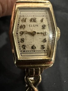 Beautiful Vintage Ladies Elgin Watch Stretch Band Swiss Gold Plate Tested - Picture 1 of 9