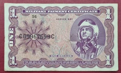 1 Dollar Military Payment Certificate Series 681 Nicely Circulated #51903 - Image 1 of 2