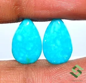 13x8 MM Natürlich Kingman Türkis Birne Cabochon Paar 3.99 Karat Lose Edelsteine - Picture 1 of 7