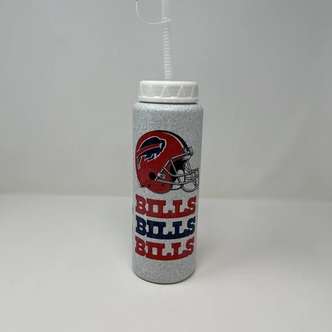 Vintage Buffalo Bills Plastic Water Bottle Sippy Sports Football NFL Cover
