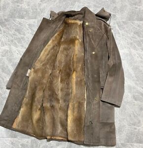 Gucci Men's Suede Leather Coat Brown 70s 80s Vintage Hood Belt Luxury Size 48