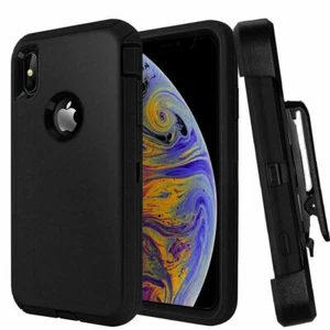 Apple iPhone X / XS Defender impact shockproof Case Cover with strong Belt Clip - Picture 1 of 6
