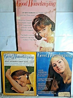 Good Housekeeping Magazine lot of 3 March,April,Aug 1965-66 Julie Andrews,Agatha - Image 1 of 4
