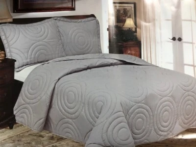 Lavish Home Solid Embossed Quilt Set in SILVER (King - 2 Pillow Shams) - Image 1 of 3