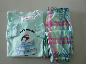 JUSTICE GIRLS' LONG SLEEVE & LONG PANT 2-PIECE PAJAMA SET MINT, GREEN, & PINK - Picture 1 of 9