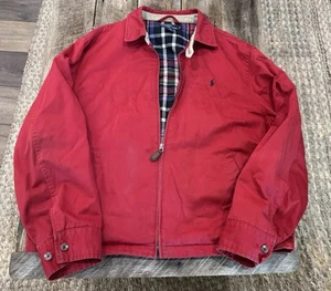Vintage Polo Ralph Lauren Herren XL rot kariert Flanell gefüttert Harrington Bomberjacke - Bild 1 von 6