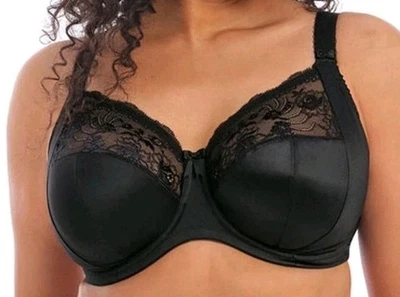 Elomi Morgan Bra Black Lace Underwired Side Support Full Cup 4111 Size 38DD. - Image 1 of 4