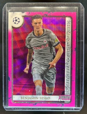 2022 Stadium Club Chrome UEFA Benjamin Sesko Pink Wave Refractor #/150 - Image 1 of 2