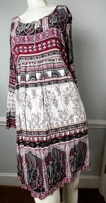 One Word Live and Let Live Women's  Long Sleeve Boho Multicolor Dress Size Large - Image 1 of 4