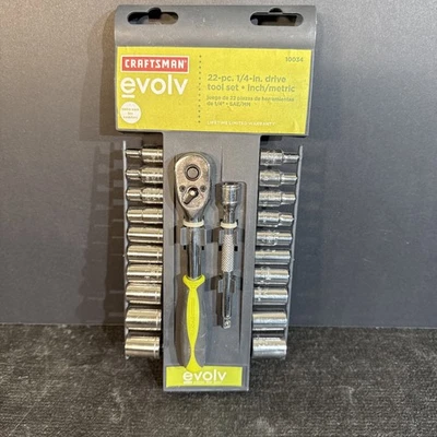 "Juego de enchufes de accionamiento Ugly Sears Craftsman Evolv 22 piezas 1/4"" 10034 nos métrico SAE" Foto 1 de 4
