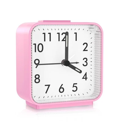 Analog Alarm Clock Bedside Clocks Battery Powered Silent Non Ticking Travel C - Image 1 of 4