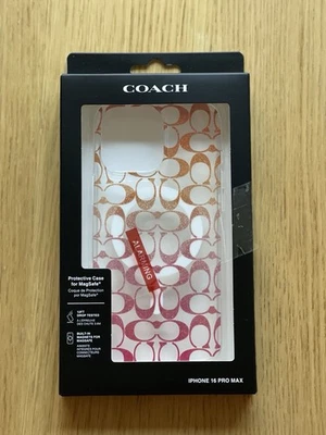 COACH iPhone 16 Pro Max Case MagSafe Signature C Pink Orange Ombré New - Image 1 of 4