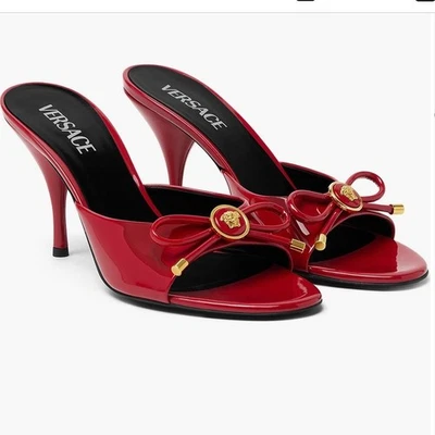 Sandalias Medusa Versace Opera con lazo para mujer de cuero rojo talla 38,5 US8,5 Foto 1 de 4