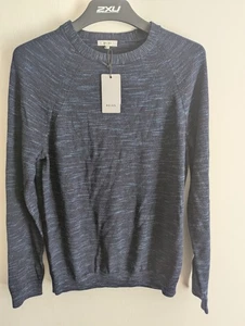 Reiss Men's 100% Wool Senior Space Crew Neck Jumper Air Force Blue Mens Medium - Picture 1 of 9