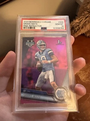 Drake Maye PSA 10 Bowman U cromo rosa refractor!! 🔥 🔥 leer descripción  Foto 1 de 4
