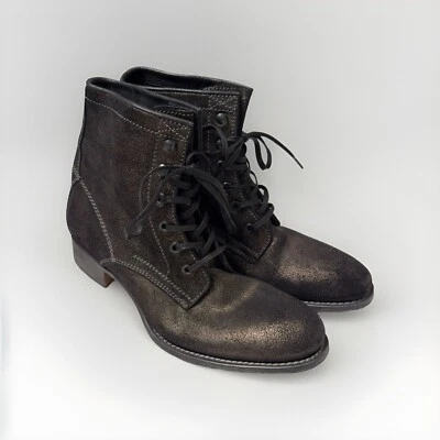 N.D.C. Bota de domingo hecha a mano de cuero combate negra brillante con cordones 37,5 Foto 1 de 4