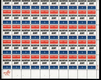 1267 Salvation Army Sheet of 50 5¢ Stamps MNH - Image 1 of 4