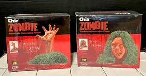 Chia Pet Zombie Lot of 2 Decorative Planter NEW Halloween Decoration SEALED - Picture 1 of 13