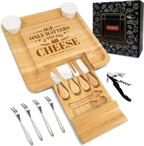 Kitchenvoy Wurstwaren Käse Bambus Brett Set NEU mit Messerset - Bild 1 von 12