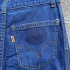 VTG 1980 POCKET PICTURE PATCH FADE Orange Tab LEVIS Dk Blue Denim Jeans 29X33+