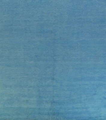 Sky Blue Square Gabbeh Solid Area Rug Contemporary Hand-made Carpet 10x10 - Image 1 of 4