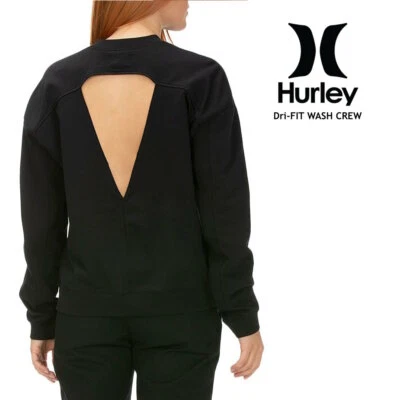 Sudadera Hurley Dri FIT para mujer recortada espalda abierta manga larga negra M L Foto 1 de 4