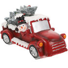  Christmas Car Resin Lighted Red Truck with Tree Rustic Decor