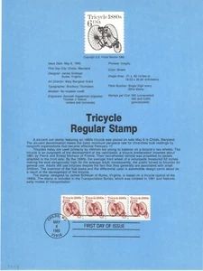 USPS #2126 – 1985 6c Transportation Series: Tricycle 1880s Souvenir Page ST2897 - Picture 1 of 1