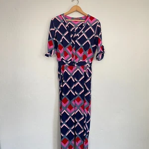 Mister Zimi Jumpsuit Women Size 8 Multicolor Geometric Pattern Viscose Flaw - Picture 1 of 16