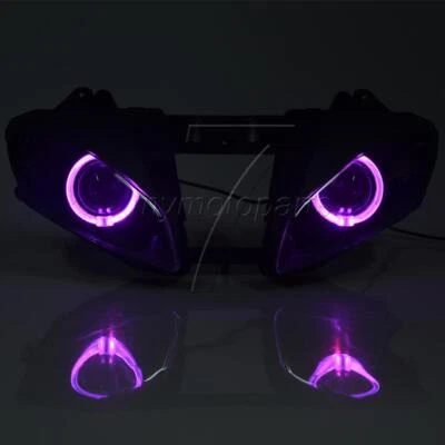 Purple Angel Eyes Assembly Projector HID Headlight for Yamaha YZF-R6 2006-2007 - Image 1 of 4