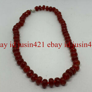 Natural 5x8mm Faceted Red Ruby Rondelle Gemstone Beads Necklace 18'' AAA+