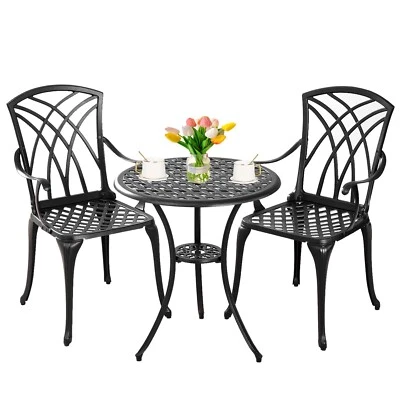 Outdoor Bistro 3 Piece Set ,Cast Aluminum Patio Bistro Table and Chairs Set of 2 - Image 1 of 4