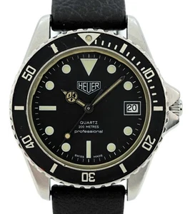Early HEUER (Pre-Tag) Black Diver Watch All Original Rubber Strap! Ref: 980.013! - Picture 1 of 11