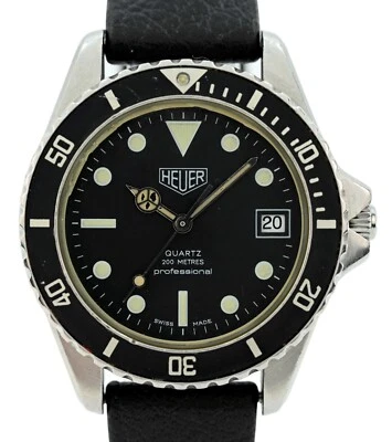 Early HEUER (Pre-Tag) Black Diver Watch All Original Rubber Strap! Ref: 980.013! - Image 1 of 4