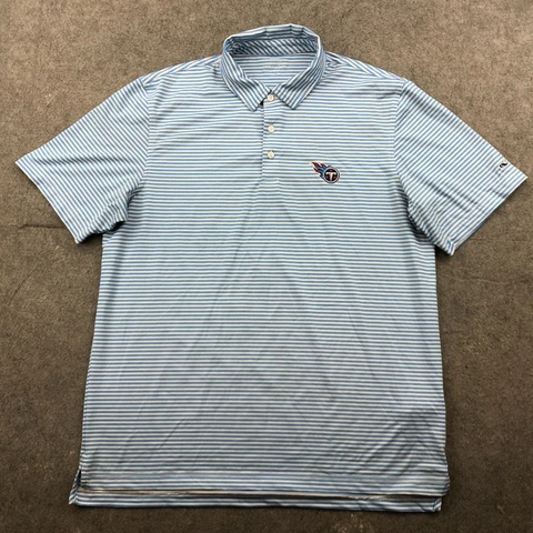 Tennessee Titans Polo Shirt Men Large Blue Striped Short Sleeve Vineyard Vines * Cover