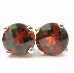925 Sterling Silver Post Earrings, Mozambique Garnet, SE012 - Picture 1 of 5