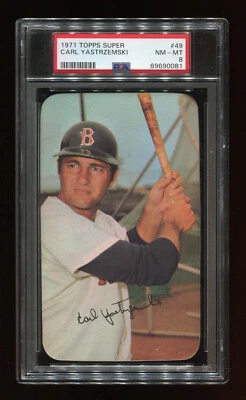 CARL YASTRZEMSKI 1971 TOPPS SUPER #49 - PSA 8 NM-MT - HOF BOSTON RED SOX - Image 1 of 2