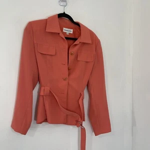 Bloomingdales Jacket 12 Women’s Coralish With Belt And Silver Buckle - Picture 1 of 3